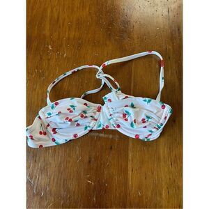 NWOT Wild Fable cream with cherry graphic bikini top XXS